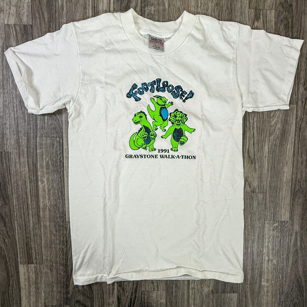 Vintage 1991 Footloose Graystone Walk-A-Thon T-Shirt Oneita USA M Retro Tee